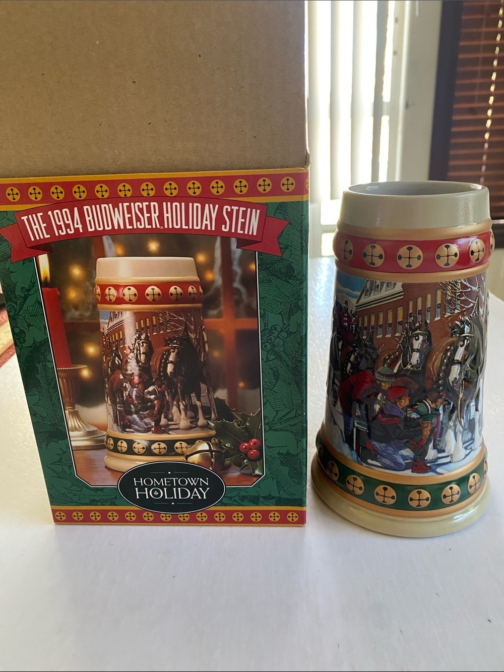 Vintage 1994 Budweiser Holiday Stein “Hometown Holiday” Collectible Mug . NWOT